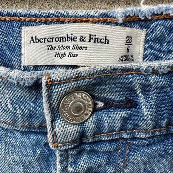 Abercrombie & Fitch The Mom Short High Rise Distressed Denim Cutoff Jean Shorts - Picture 3 of 8